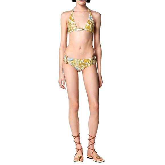 VERSACE Women's Eggshell Multicolor Baroque Print Bikini Top Size 3 Medium - Picture 13 of 14